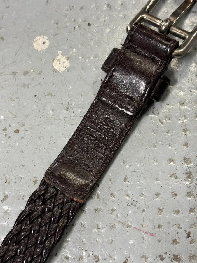 Gucci Dark Brown Leather Braided Belt - Image 8