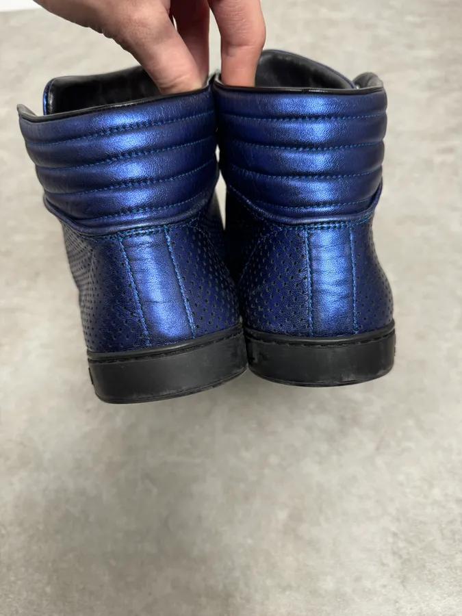 Gucci Electric Blue High Leather Sneakers - Image 5