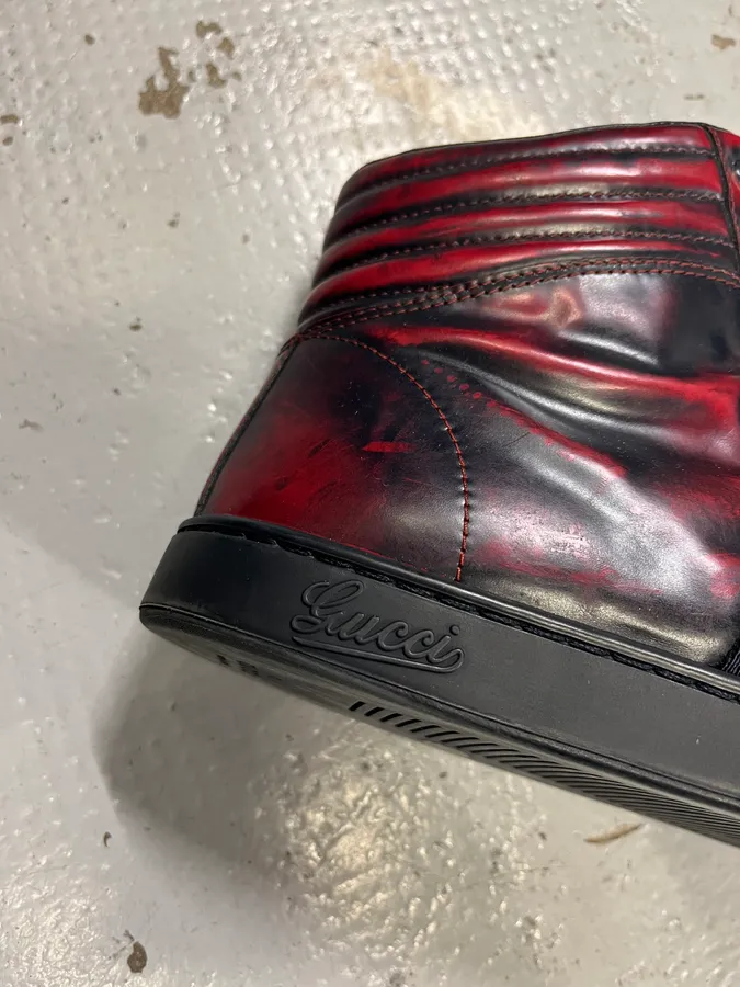 Gucci Eroded Red & Black Signature Shoes - Image 4