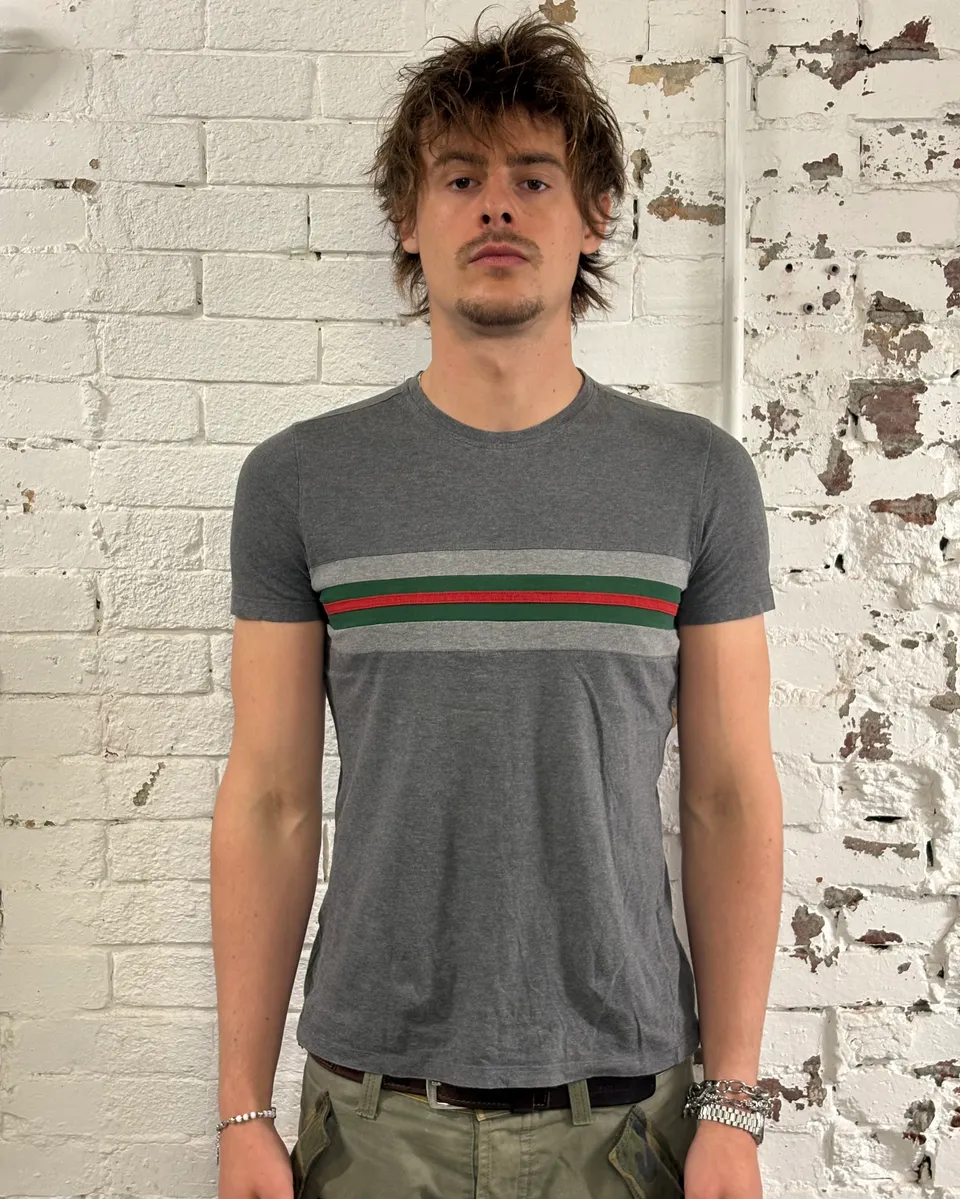 Gucci Grey Striped Signature T-Shirt