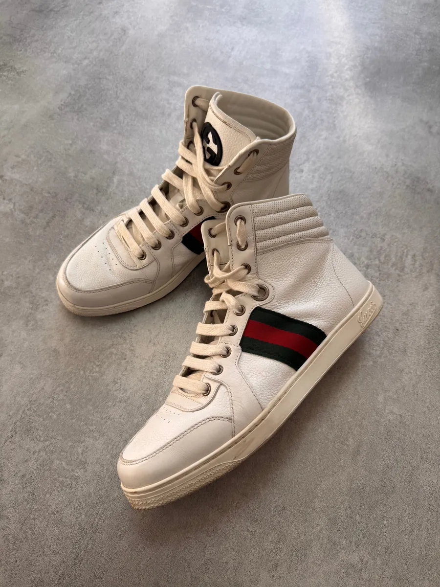 Gucci Italian White High Sneakers - Image 6