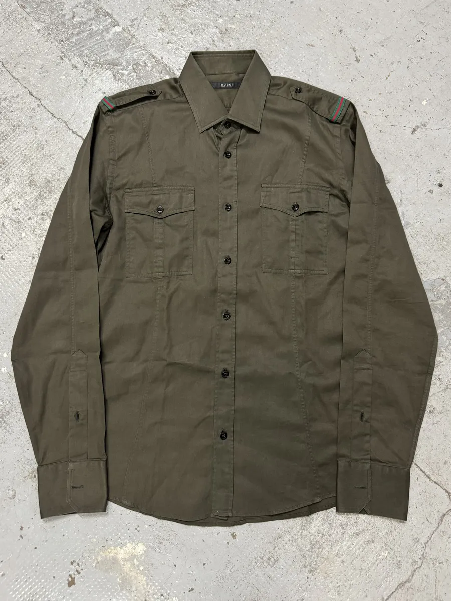 Gucci Khaki Green Military Shirt
