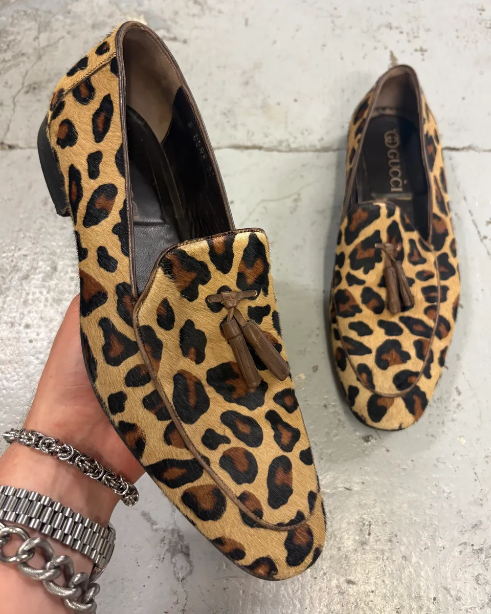 Gucci Leopard Pony Hair Loafers