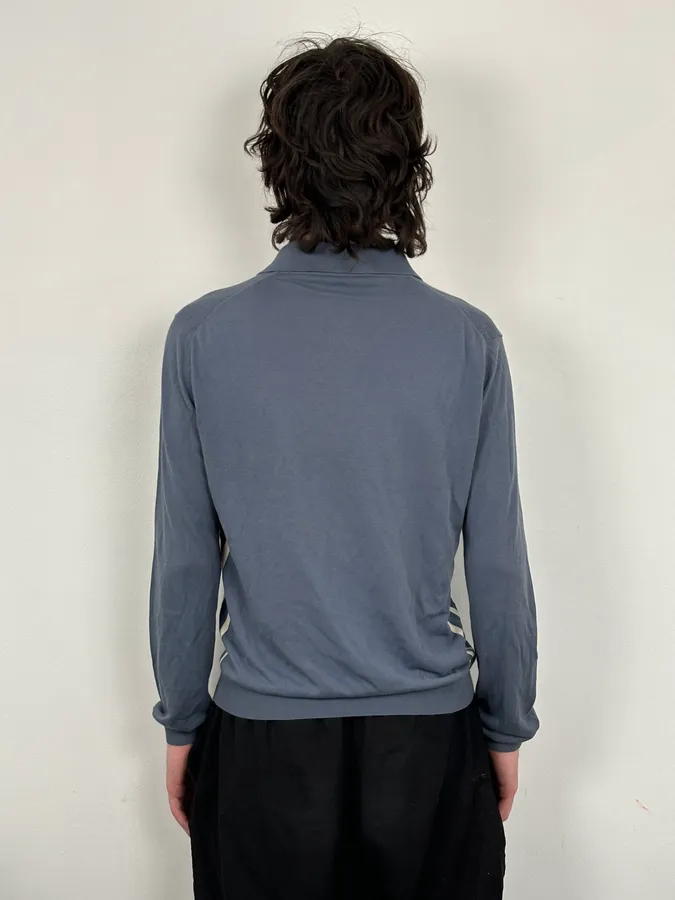 Gucci Light Blue Cotton Striped Longsleeve Polo - Image 3