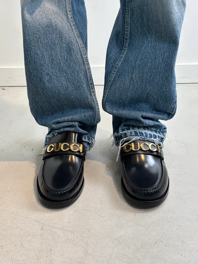 Gucci Millennial Ribot Logo Leather Loafers Black - Image 2