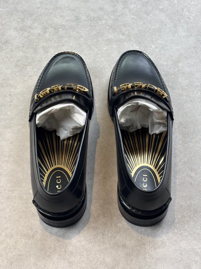 Gucci Millennial Ribot Logo Leather Loafers Black - Image 9