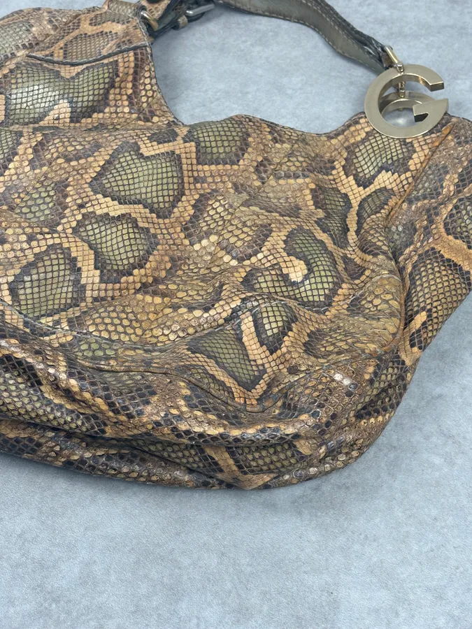 Gucci Moutarde Python Leather Charlotte Hobo Handle Bag - Image 6