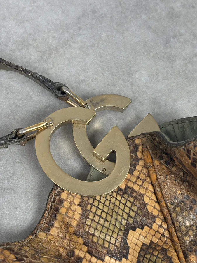 Gucci Moutarde Python Leather Charlotte Hobo Handle Bag - Image 9
