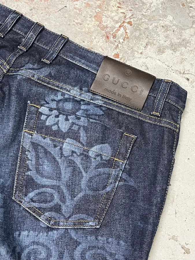Gucci Navy Brut Floral Denim Jeans - Image 11