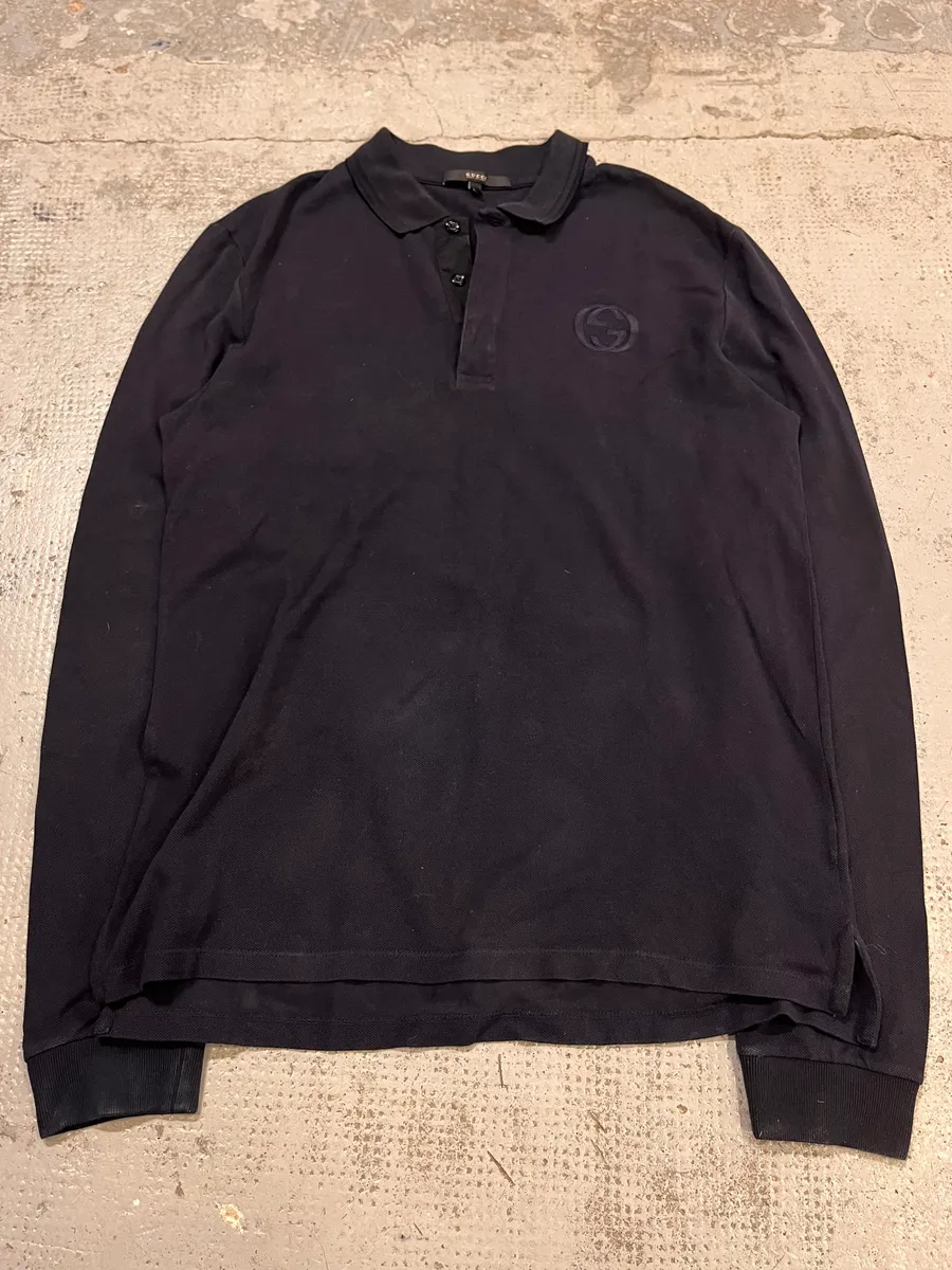 Gucci Navy Minimalist Longsleeve Polo - Image 2