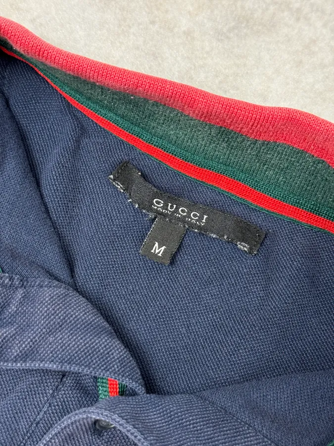 Gucci Navy Signature Polo Shirt - Image 9
