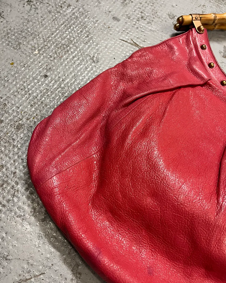 Gucci Pink Leather Bamboo Handle Shoulder Bag - Image 6