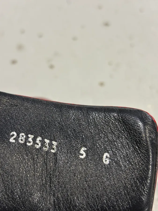 Gucci Red Black Leather Logo High-Top Sneakers - Image 9