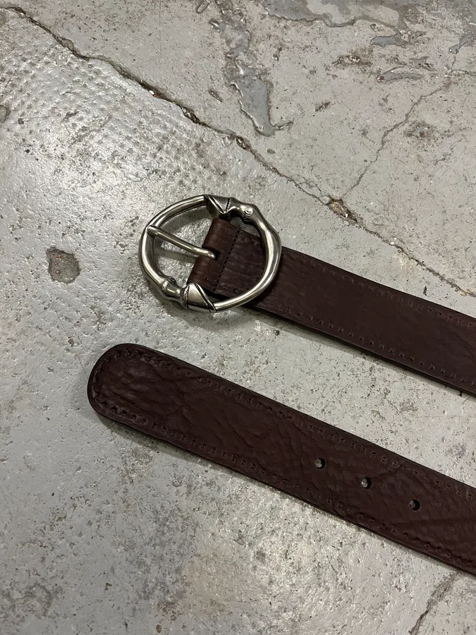 Gucci Signature Bones Buckle Brown Leather Belt - Image 5