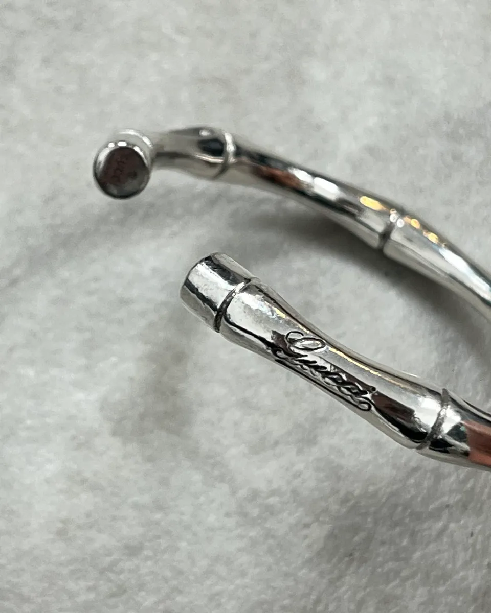 Gucci Silver Metal Bamboo Bracelet - Image 5