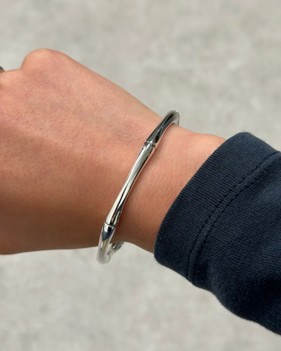 Gucci Silver Metal Bamboo Bracelet - Image 3
