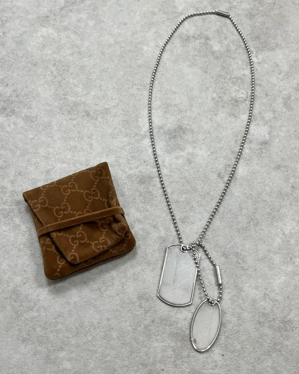 Gucci Silver Metal Dog Tag Necklace