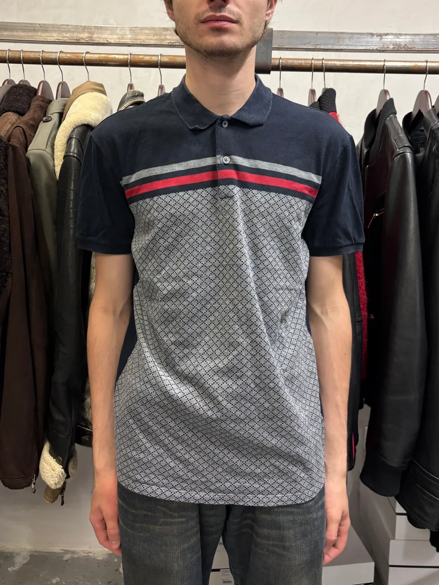Gucci Striped Lined Grey Polo Shirt - Image 2