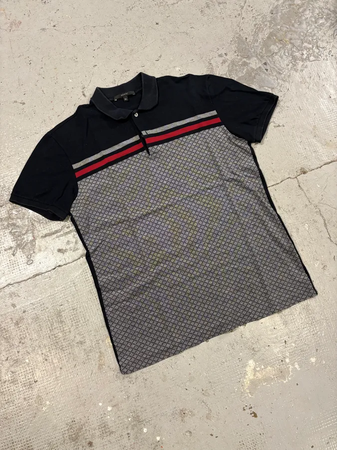 Gucci Striped Lined Grey Polo Shirt - Image 4