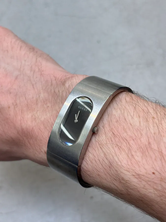 Gucci Vintage Stainless Steel Bangle Watch - Image 2