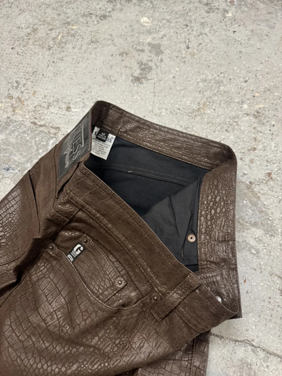 Guess Crocodile Effect Brown Pants - Image 9