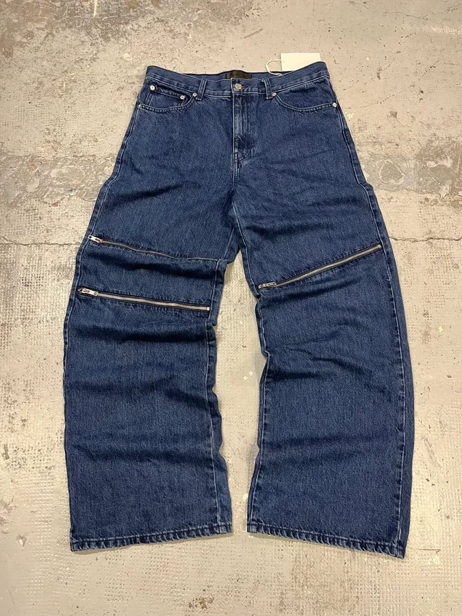 Helmut Lang 3-Zips Navy Denim Jeans - Image 2