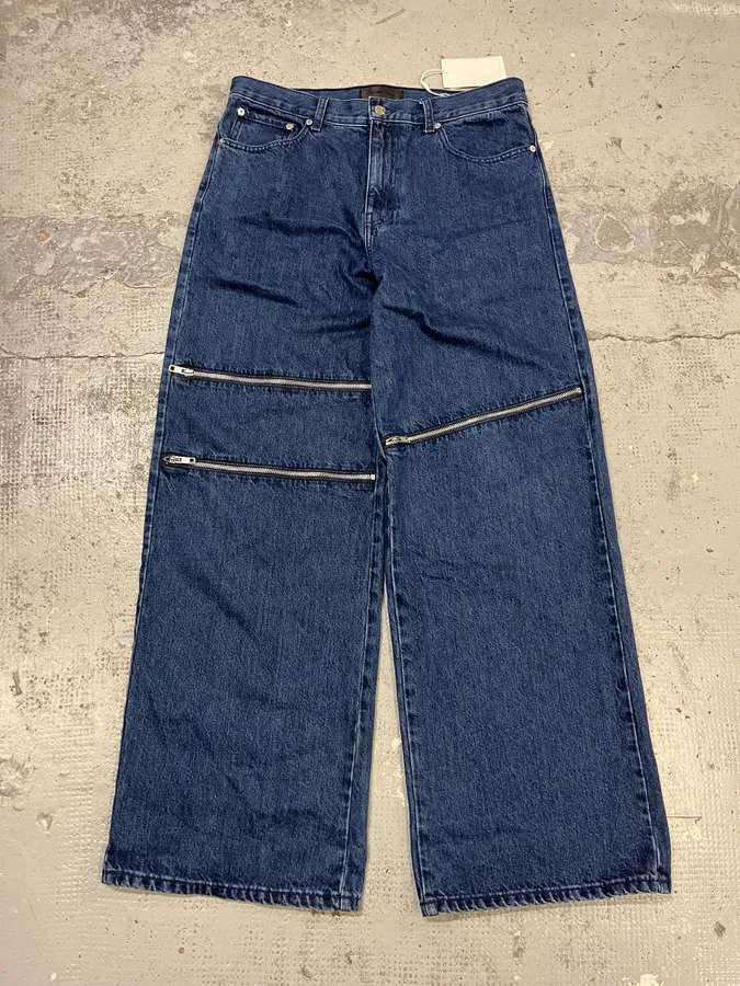 Helmut Lang 3-Zips Navy Denim Jeans - Image 5