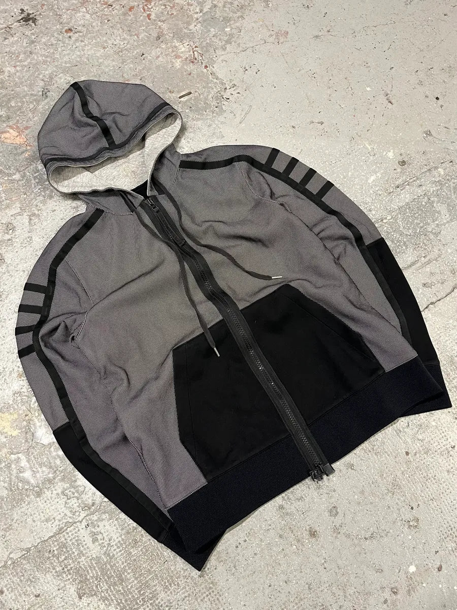 Helmut Lang Grey Black Lined Zipped Hoodie - Image 4