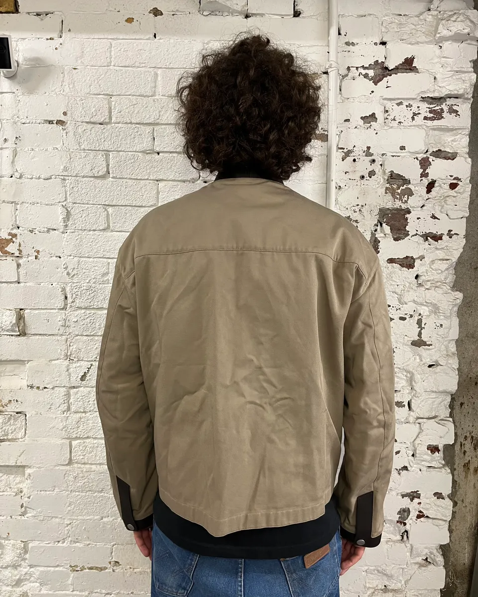 Hermès Brown Leather Constrast Beige Modern Classy Jacket - Image 3