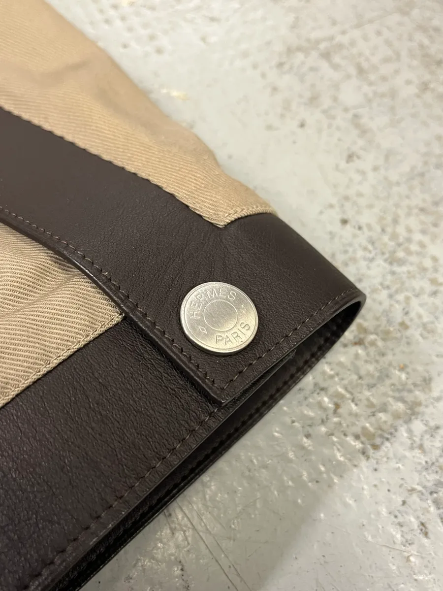 Hermès Brown Leather Constrast Beige Modern Classy Jacket - Image 7