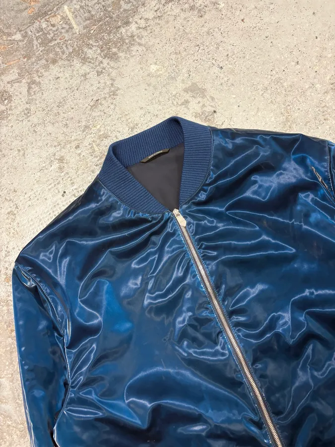 Hermès Metallic Blue Nylon Bomber Jacket - Image 5