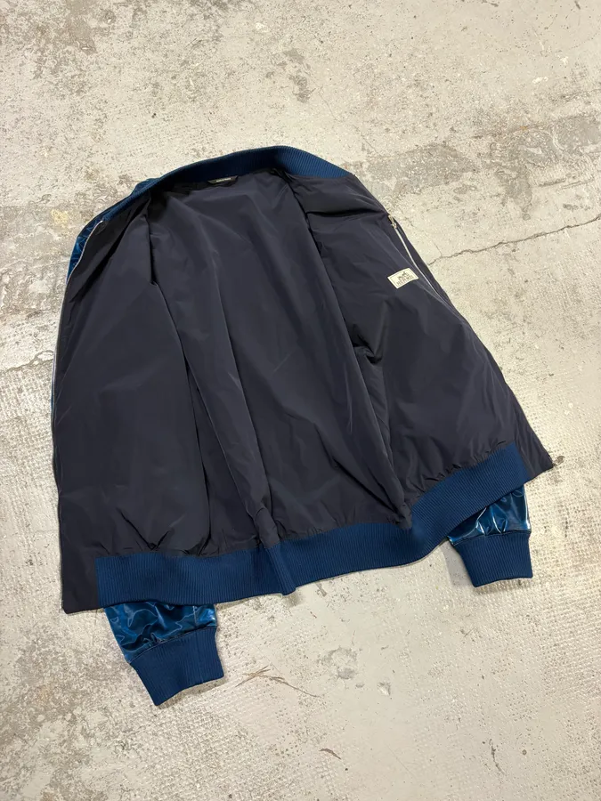 Hermès Metallic Blue Nylon Bomber Jacket - Image 7