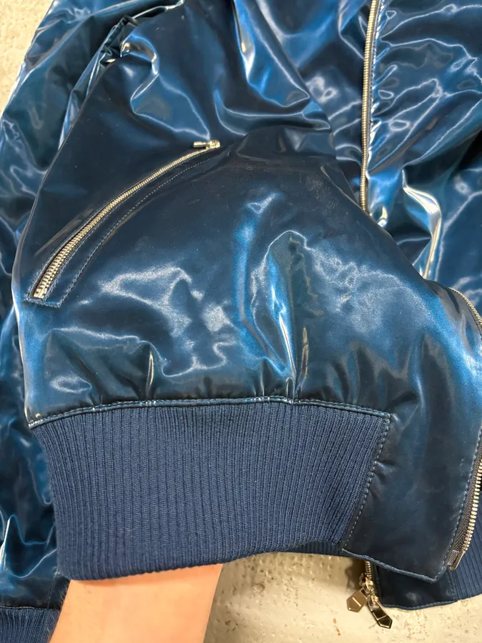 Hermès Metallic Blue Nylon Bomber Jacket - Image 9