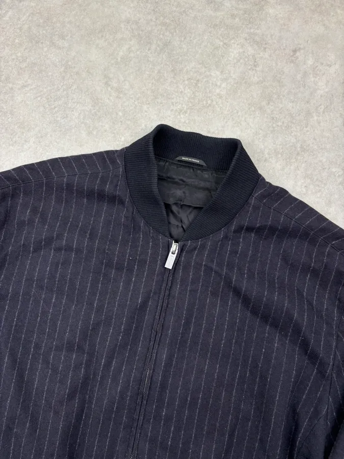 Hermès Navy Wool Pinstripe Bomber Jacket - Image 4