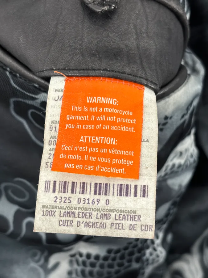 Hugo Boss Dark Grey Leather Blouson Padded Moto Jacket - Image 10