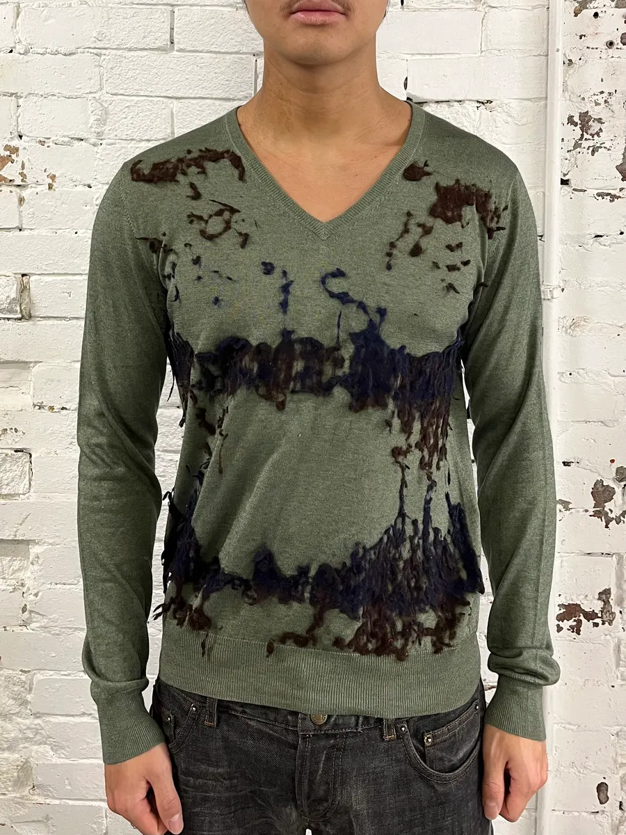 Iceberg Green Relief Cashmere & Silk Sweater - Image 2