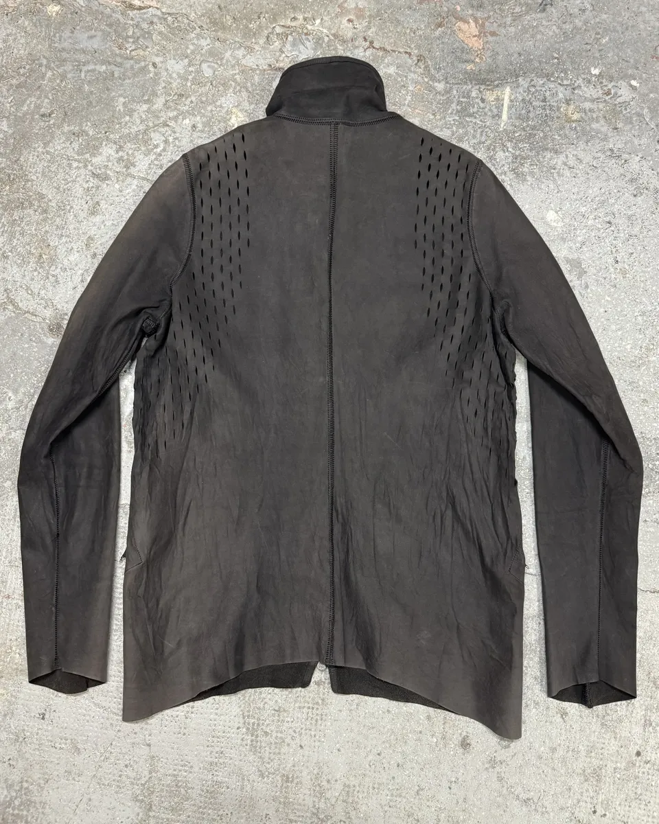 Isaac Sellam Black Suede Perforated Faded Leather Jacket - Image 2