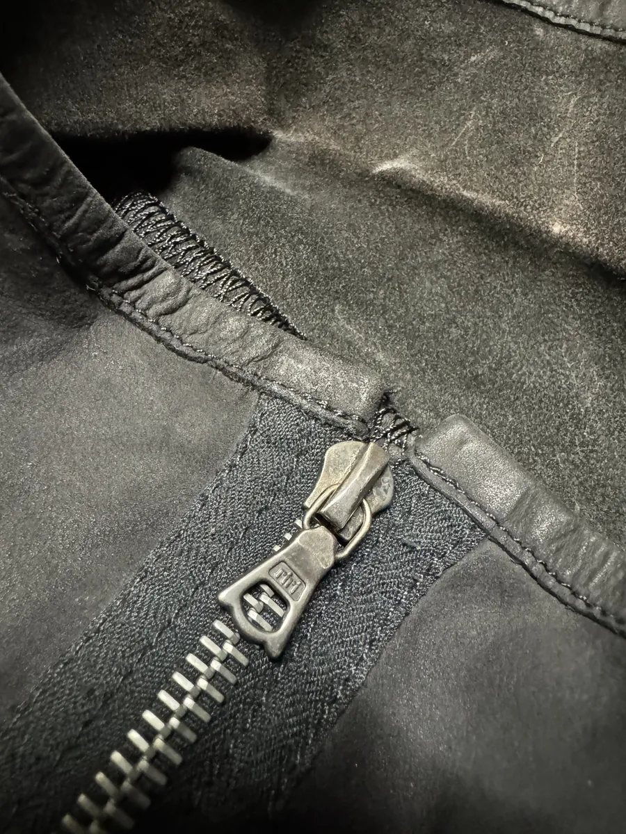 Isaac Sellam Black Suede Perforated Faded Leather Jacket - Image 9