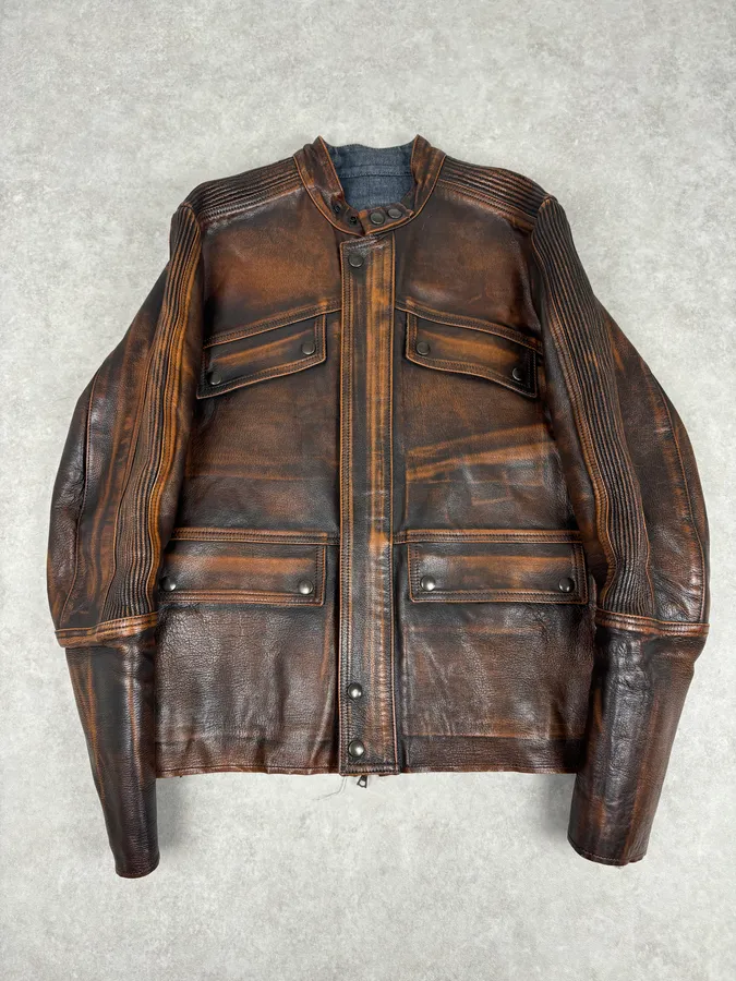 Isaac Sellam Experience Brown Bronze Aged Leather Jacket