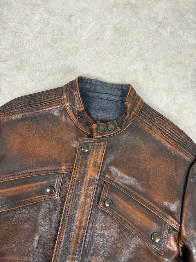 Isaac Sellam Experience Brown Bronze Aged Leather Jacket - Image 5