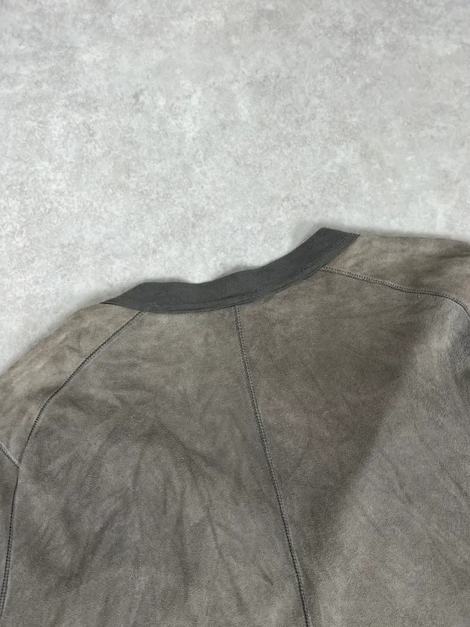 Isaac Sellam Experience Taupe Suede Contrast Ribbed Trim Cardigan - Image 7