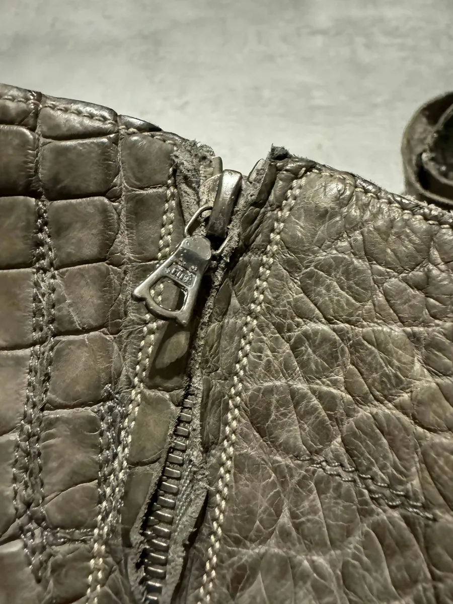 Isaac Sellam Grey Crocodile Cocco Peltro Artisanal Boots - Image 5