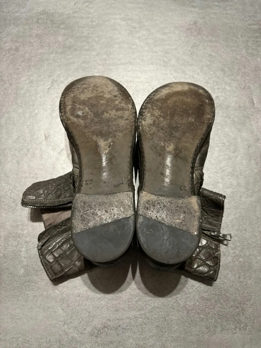 Isaac Sellam Grey Crocodile Cocco Peltro Artisanal Boots - Image 7