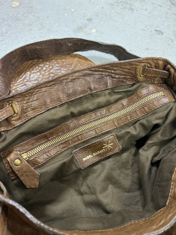 Isabel Marant Brown Grained Leather Crossbody Bag - Image 10