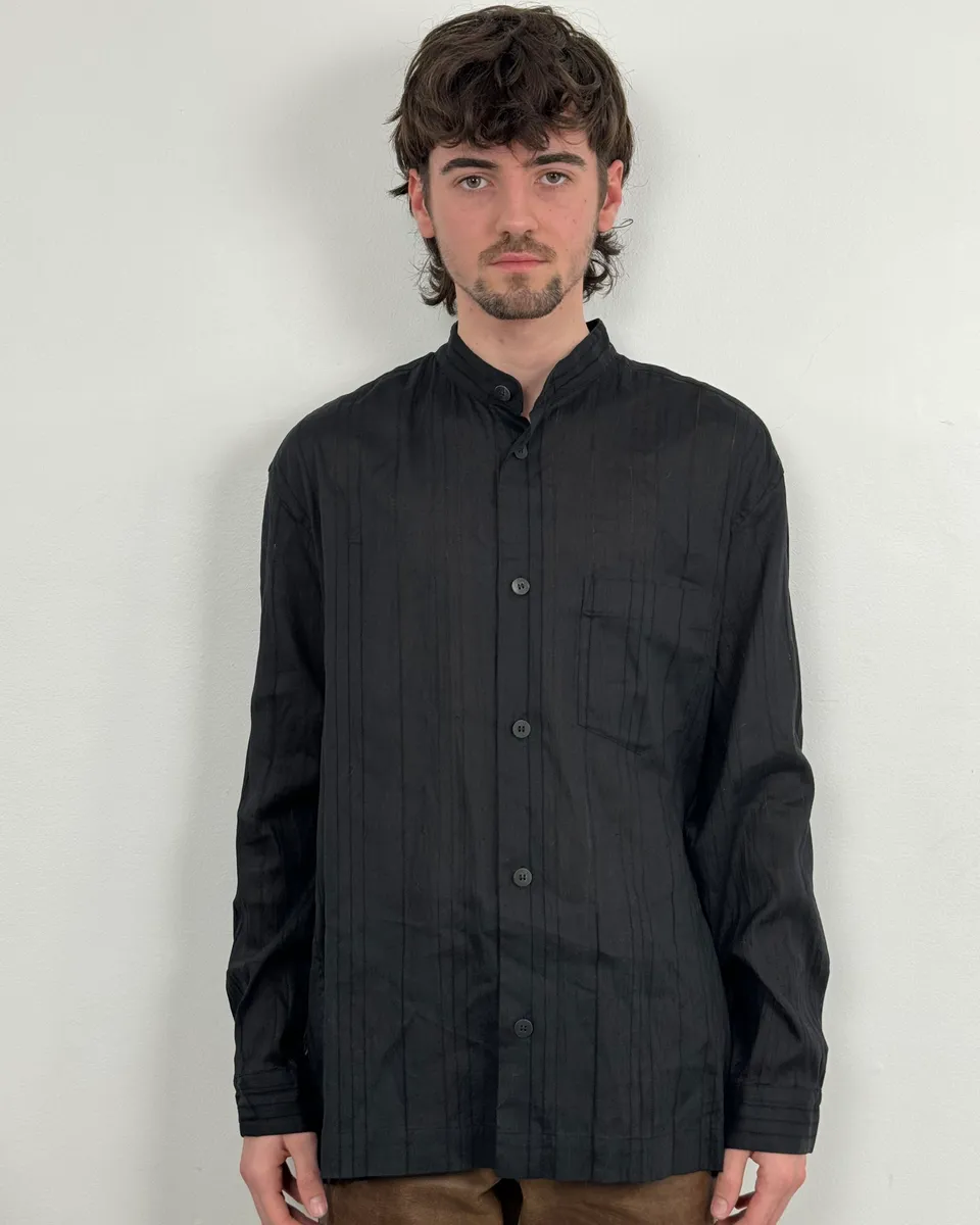 Issey Miyake Black Lined Light Mao Shirt - Image 2