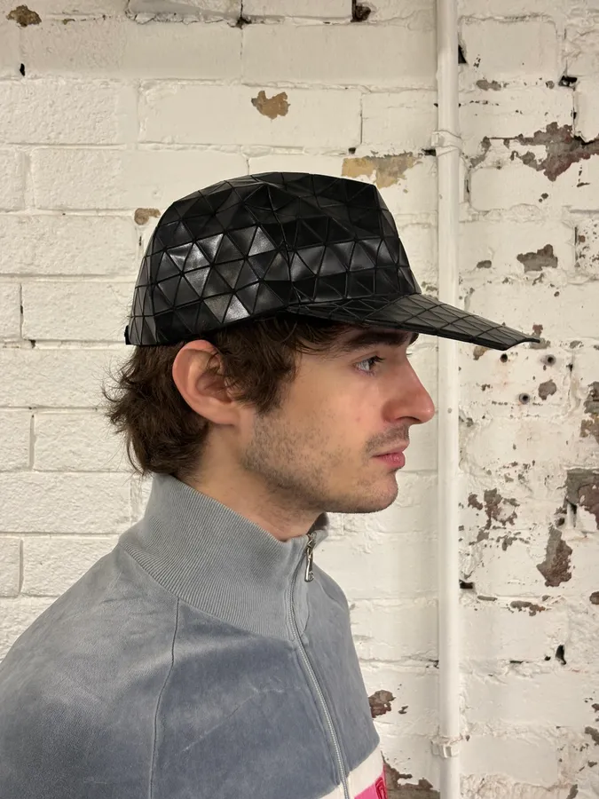 Issey Miyake Black Nylon Geometric Triangle Cap - Image 2