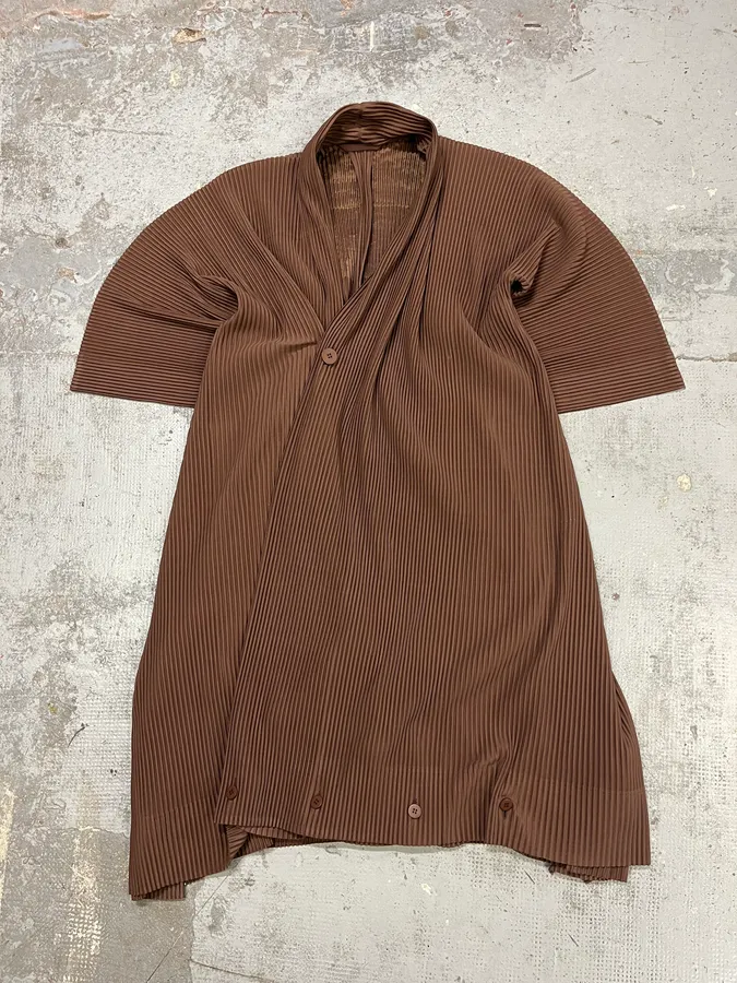 Issey Miyake Brown Plissed Jacket - Image 3