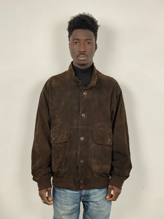 Italian Archive Brown Suede Leather Buttoned Jacket - Image 2