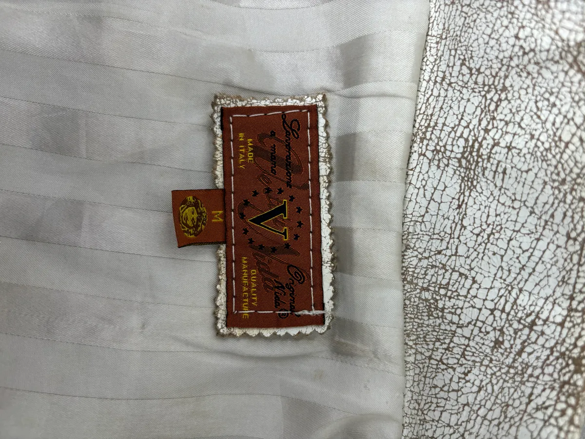 Italian Archive White Eroded Leather Trucker Jacket - Image 12
