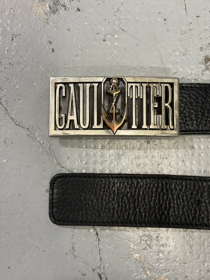 Jean Paul Gaultier Black Leather Anchor Buckle Belt - Image 4
